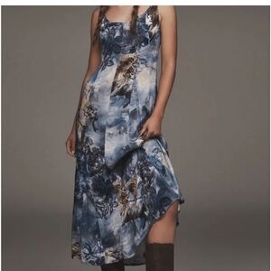 Pilcro High Low Dress in Blue and Brown